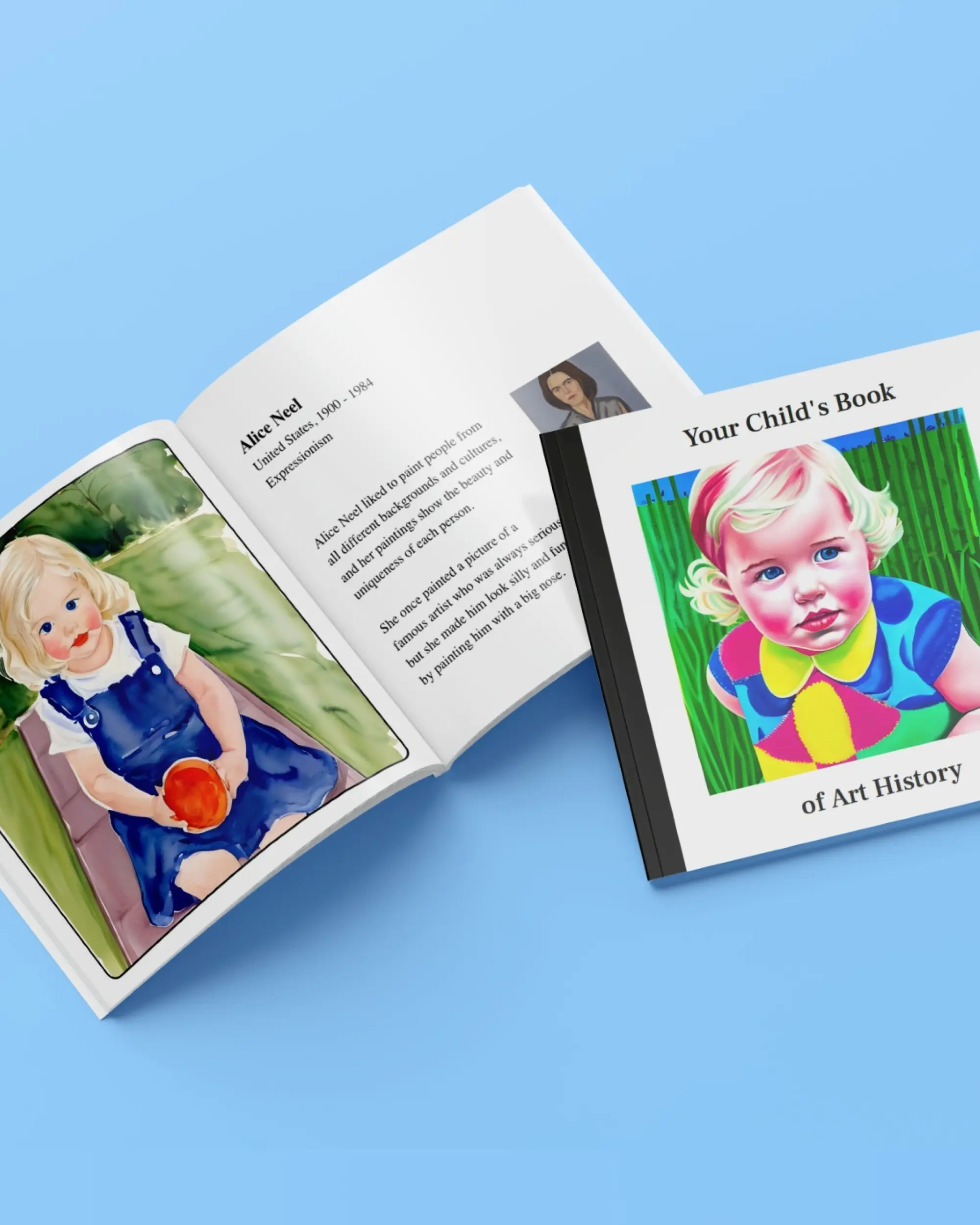child with personalized art book